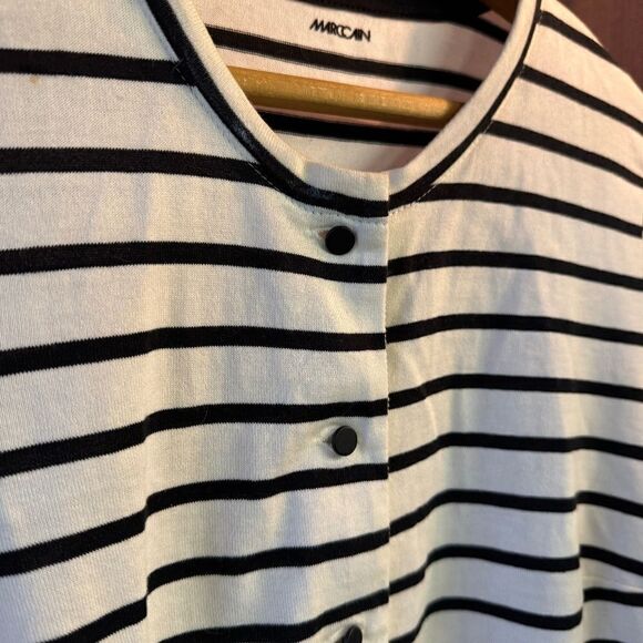 Marc Cain striped button up cotton knit jacket - N4 L - Picture 3 of 11